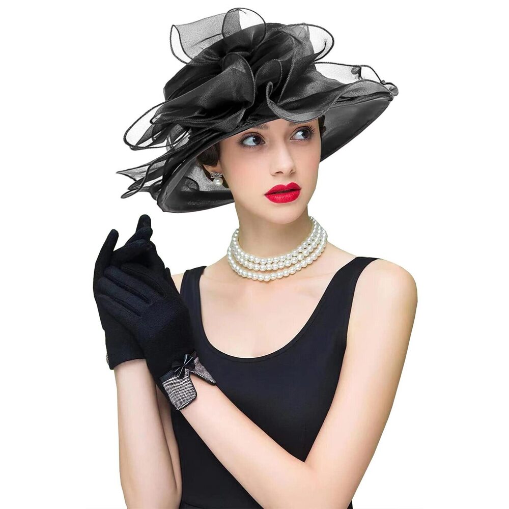 3584 Women's Organza Cloche Bowler Hat Derby Fascinator For Tea Party